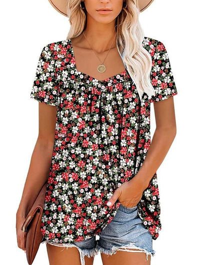 Harrie | Chic Pleated Print Top
