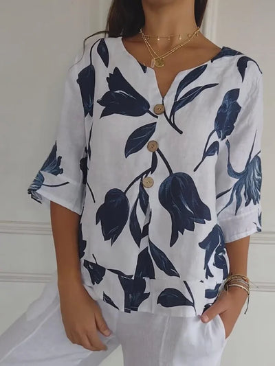 Laria | Floral V-Neck Blouse