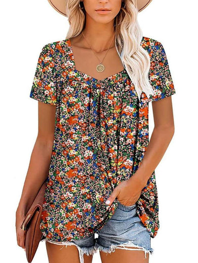 Harriet | Chic Pleated Print Top