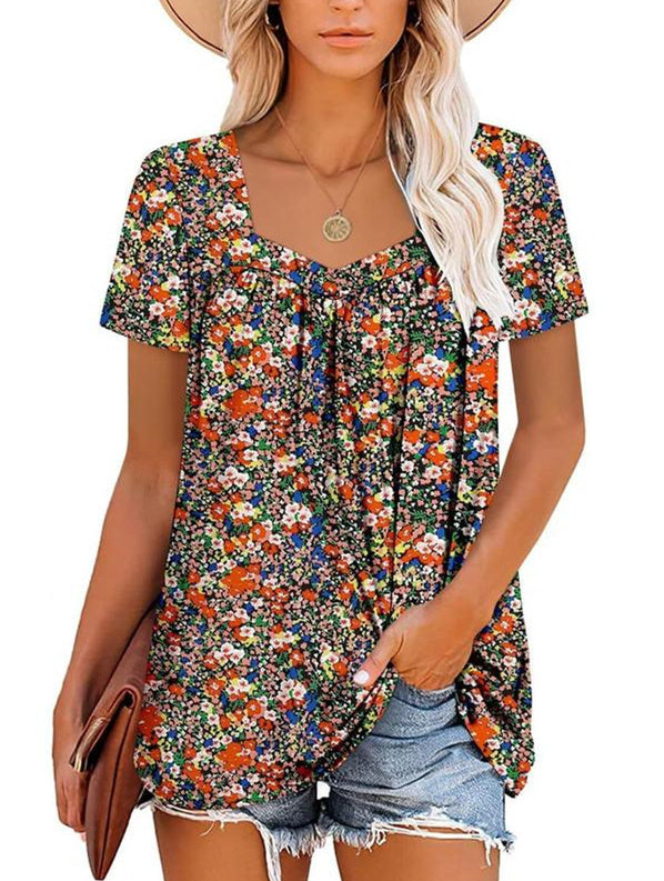 Harrie | Chic Pleated Print Top