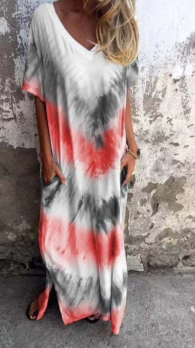 Dawn | Comfortable Tie-Dye V-Neck Dress
