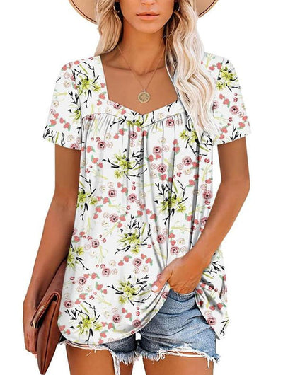 Harrie | Chic Pleated Print Top