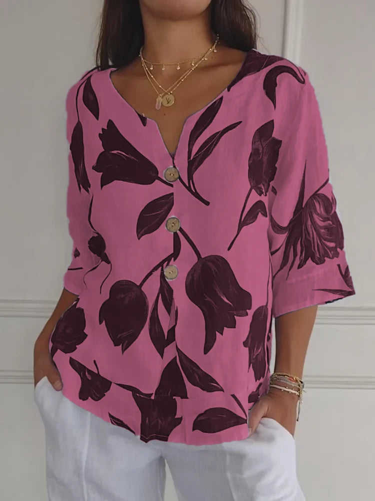 Laria | Floral V-Neck Blouse