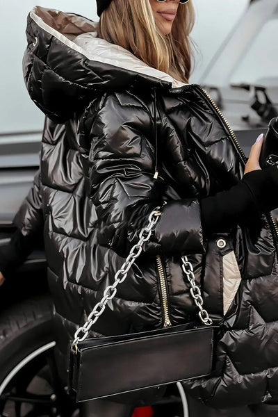 Lisa | Golden Quilted Winter Jacket with Hood