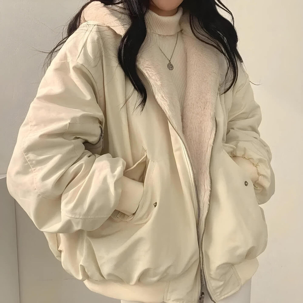 Natalia - Reversible Teddy Wool Hoodie