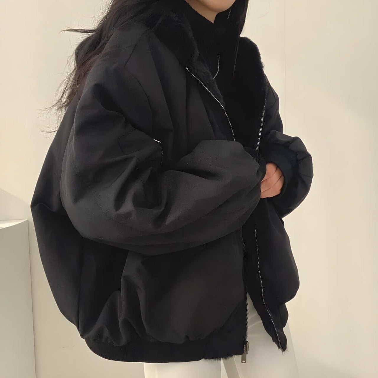 Natalia - Reversible Teddy Wool Hoodie