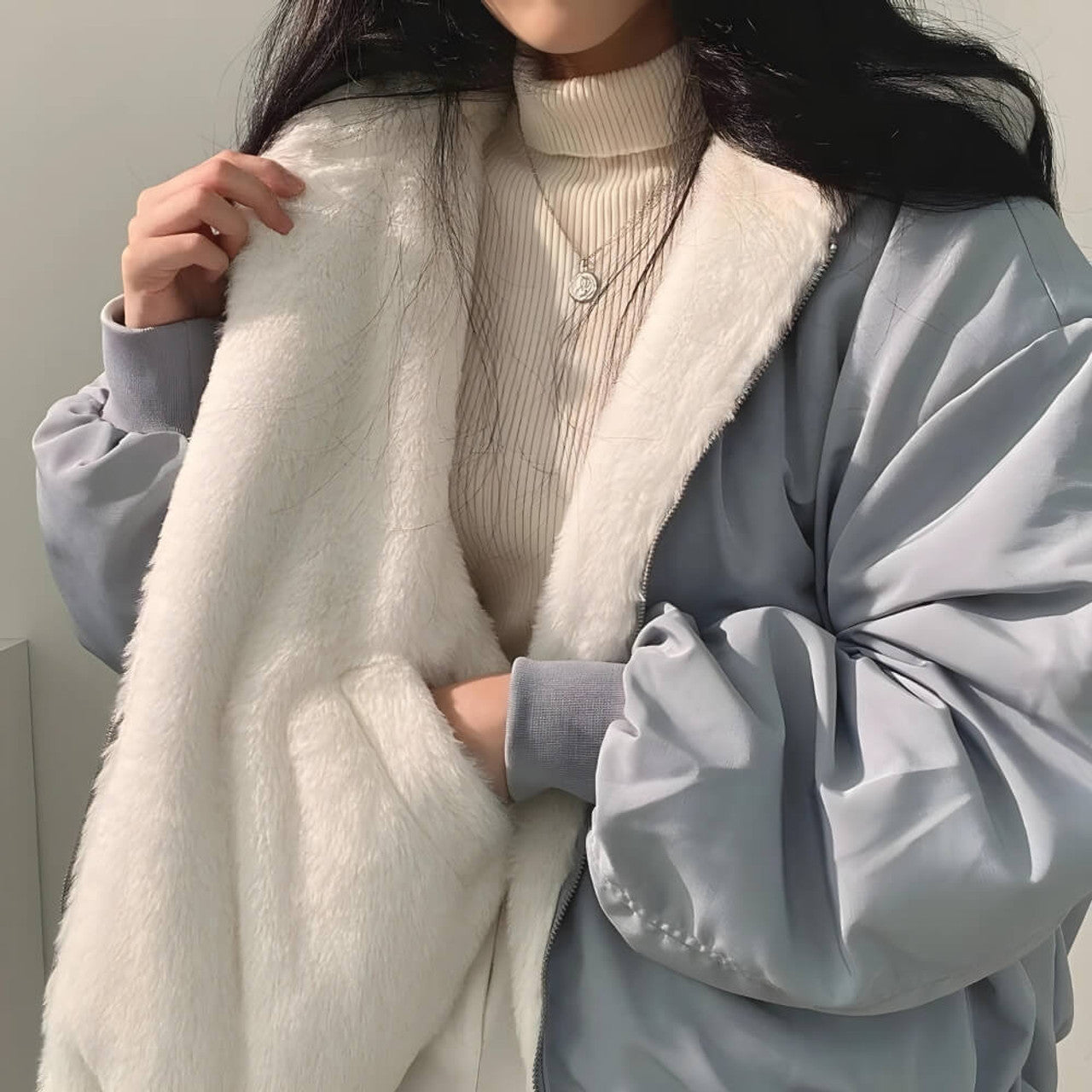 Natalia - Reversible Teddy Wool Hoodie