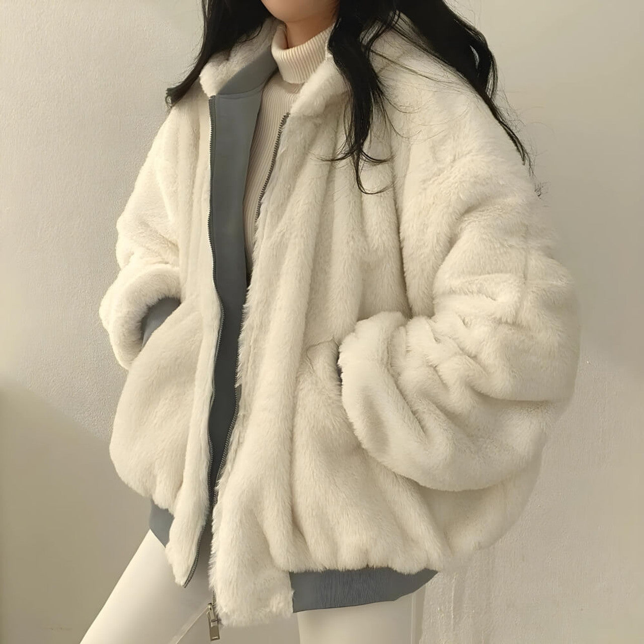 Natalia - Reversible Teddy Wool Hoodie