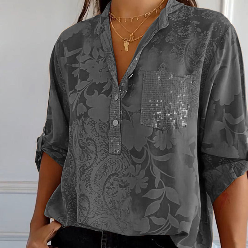 Brianne | Casual Print Button Blouse