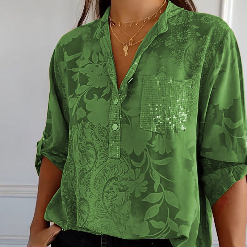 Brianne | Casual Print Button Blouse