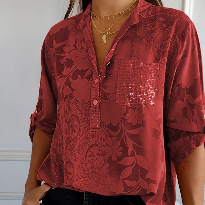 Brianne | Casual Print Button Blouse