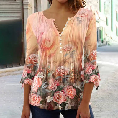 Nika | Chic V-Neck Printed Blouse