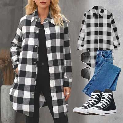 Chelsea | Casual Checked Long Shirt Jacket