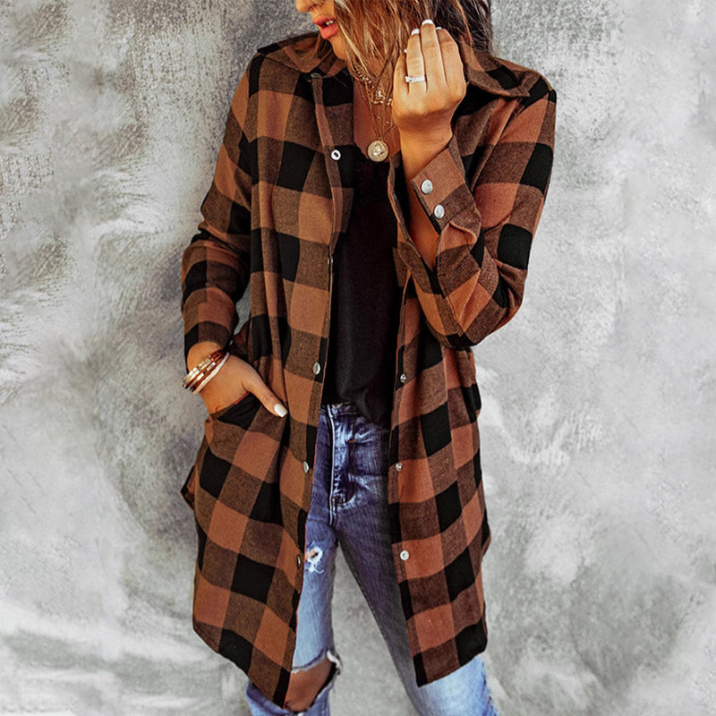 Chelsea | Casual Checked Long Shirt Jacket