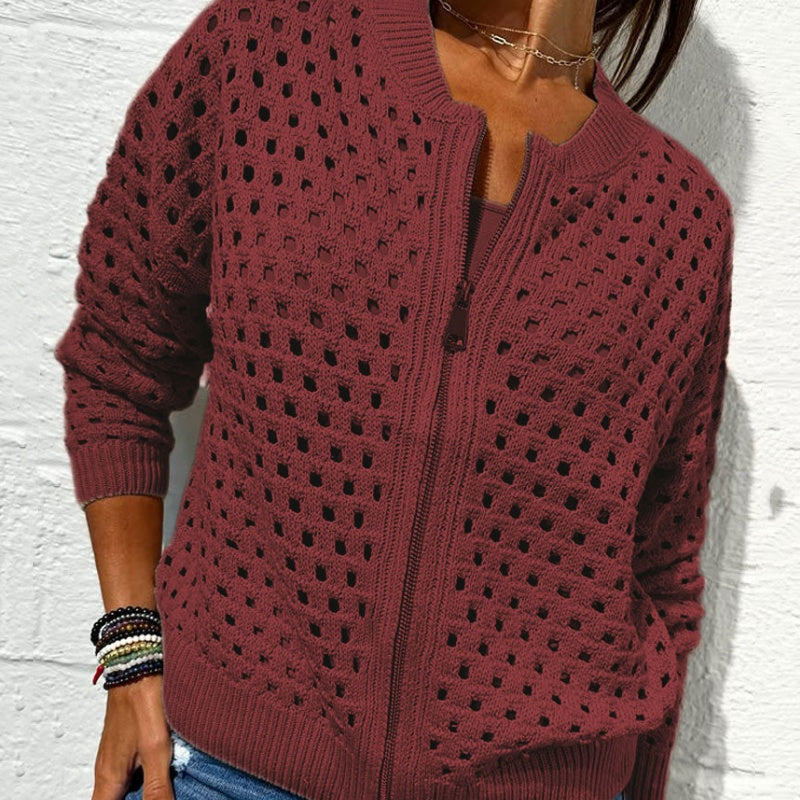 Wessica | Casual Zipper Hollow Jacket