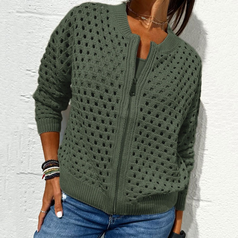 Wessica | Casual Zipper Hollow Jacket