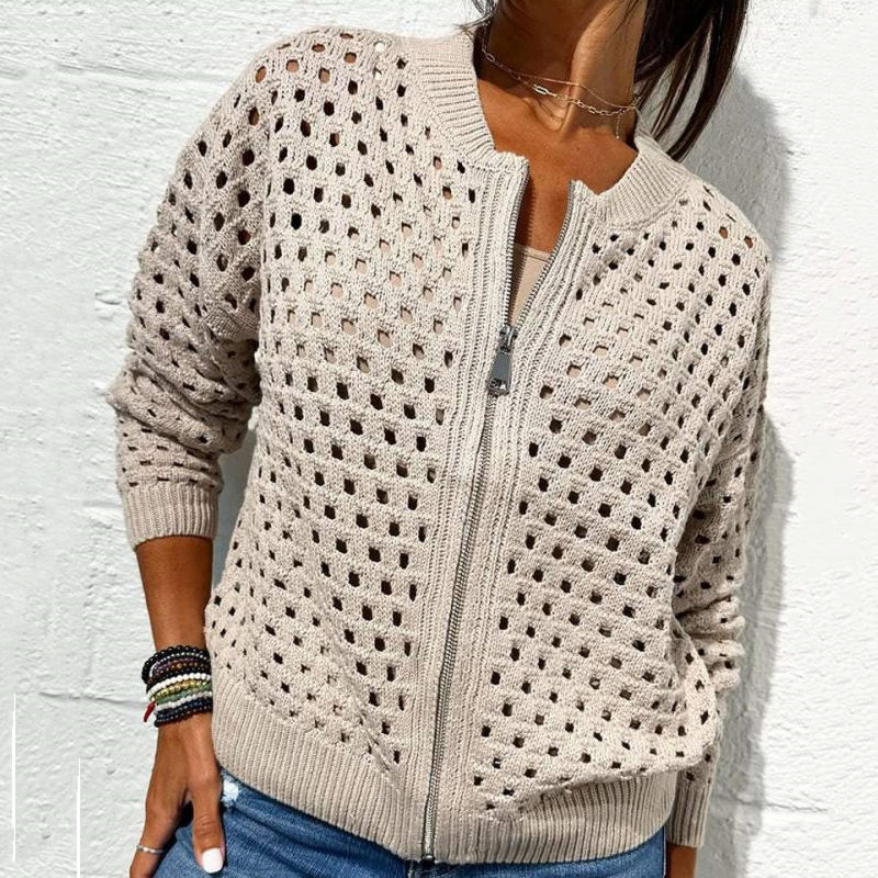 Wessica | Casual Zipper Hollow Jacket