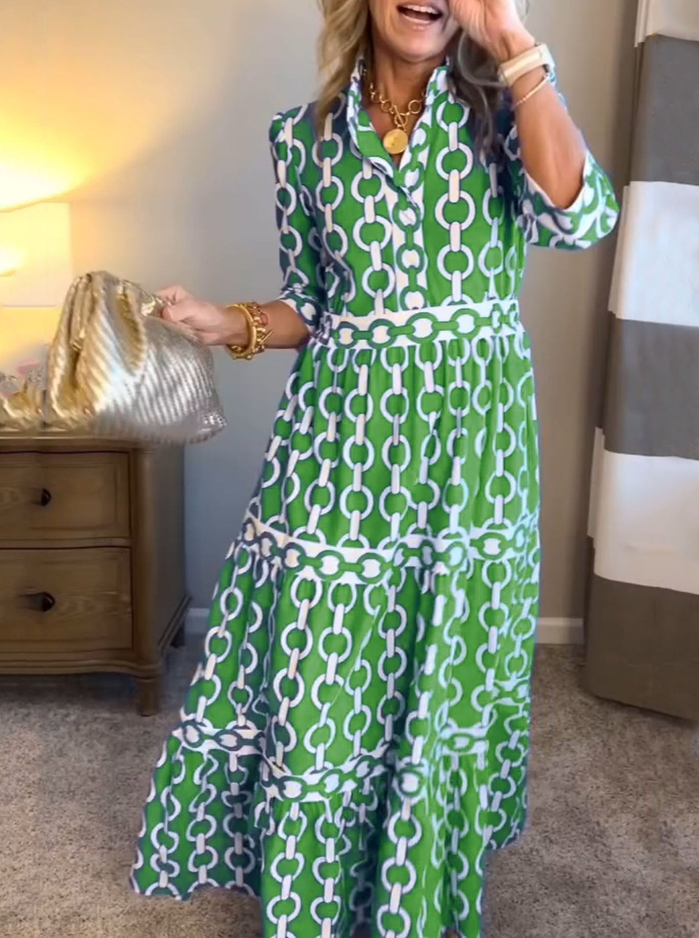 Divina | Chic Collared Print Dress