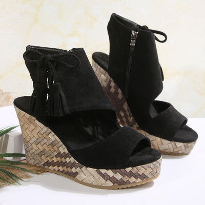 Tanisha | Chic Tassel Open Toe Wedge Sandals