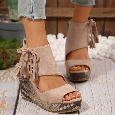 Tanisha | Chic Tassel Open Toe Wedge Sandals