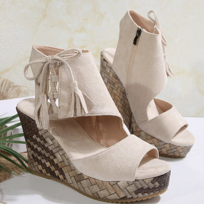 Tanisha | Chic Tassel Open Toe Wedge Sandals