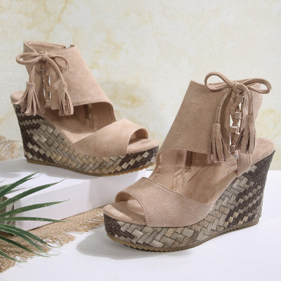 Tanisha | Chic Tassel Open Toe Wedge Sandals