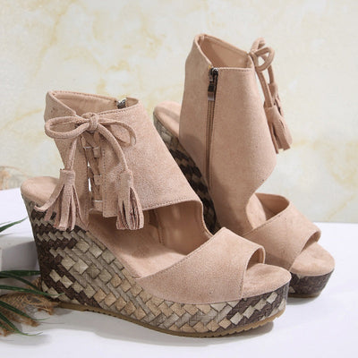 Tanisha | Chic Tassel Open Toe Wedge Sandals
