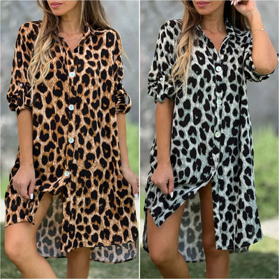 Natasha | Casual Leopard Shirt Dress