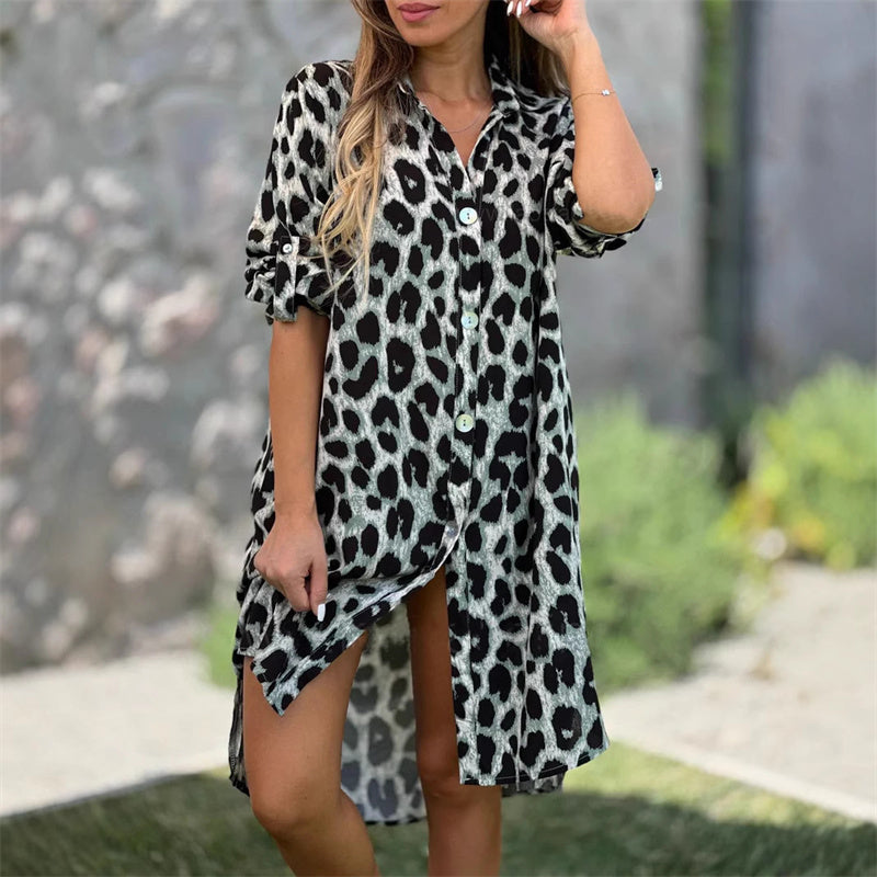 Natasha | Casual Leopard Shirt Dress