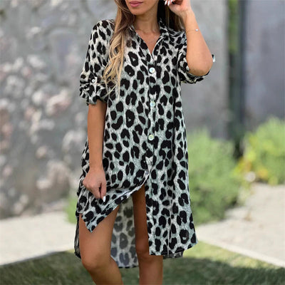 Natasha | Casual Leopard Shirt Dress