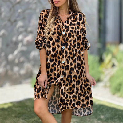 Natasha | Casual Leopard Shirt Dress