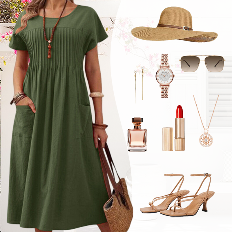 Presley | Chic Pleated Pocket Dress