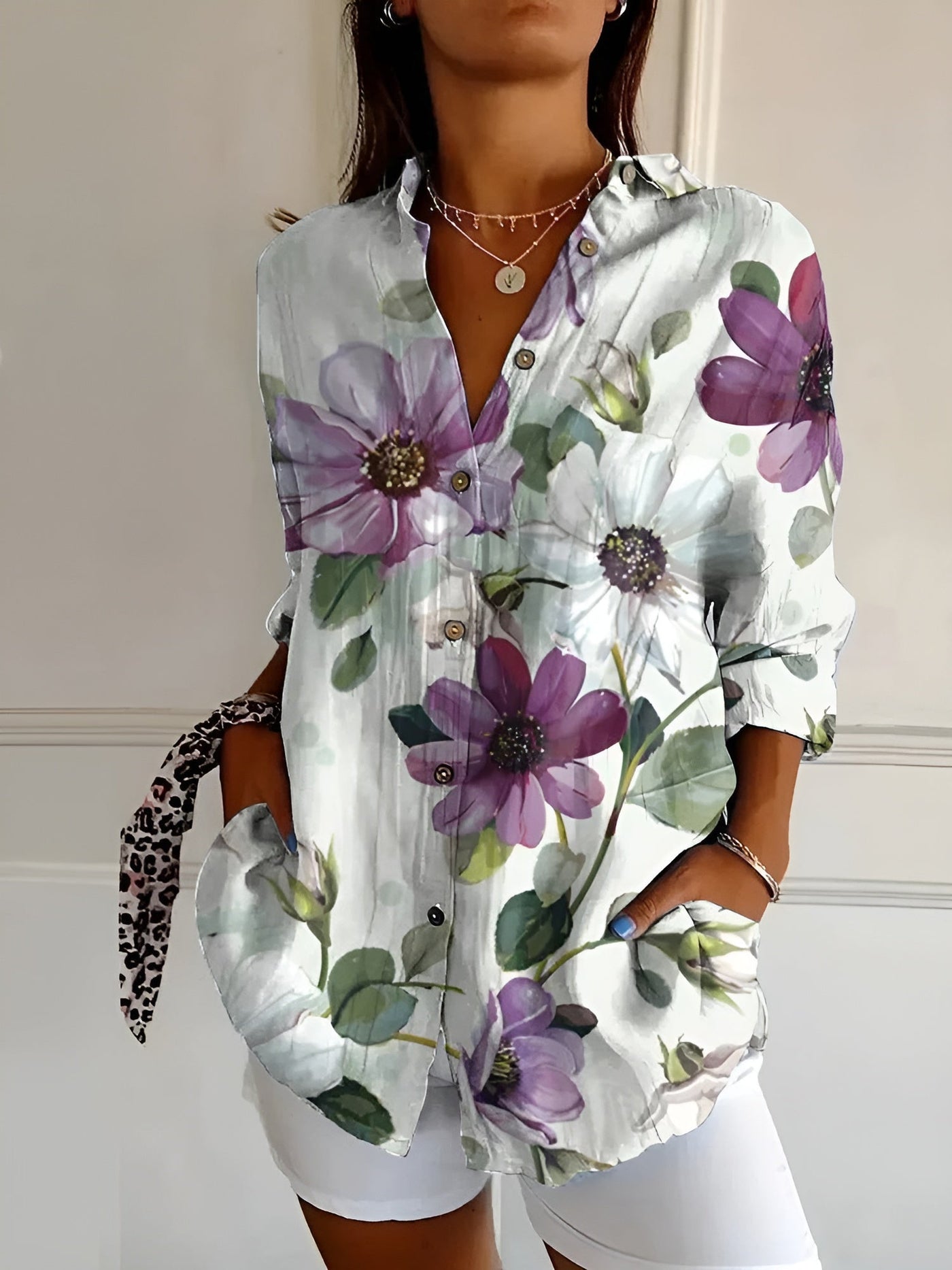 Mylara | Stylish Floral Button-Down Blouse